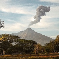 Landscape image of a volcano, as volcanic soil is a source of zeolites