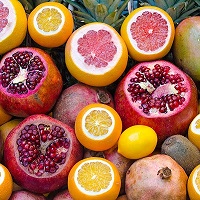 Citrus fruits and pomegranates