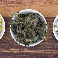 Bowl of dried nettle leaves