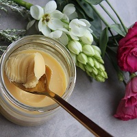 Glass jar of ghee